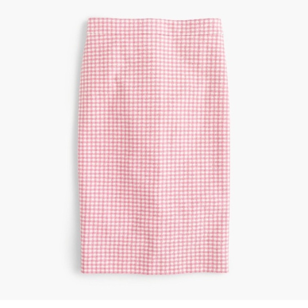 J.Crew Pink Gingham Pencil Skirt